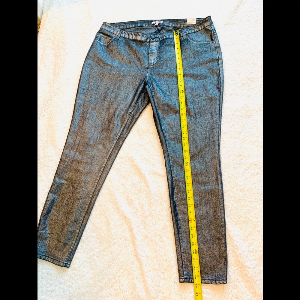 NWT Silver Black Metallic Skinny Jeans Grange - Picture 5 of 9
